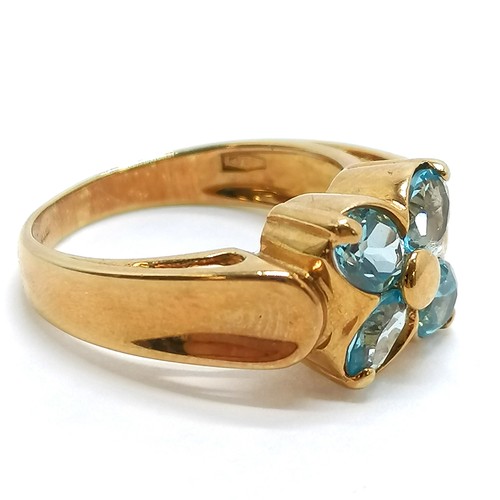 247 - 18ct hallmarked gold blue topaz ring - size N½ & 5.6g total weight