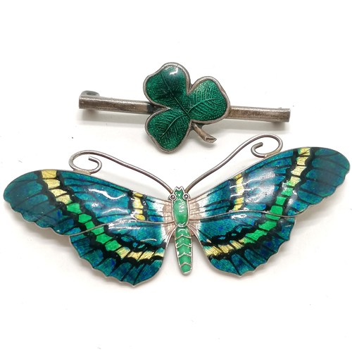 275 - John Atkinson & Sons enamel butterfly brooch (6.8cm & enamel loss to base of wings) t/w 7 x silver b... 