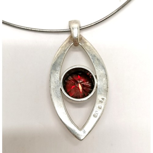 314 - Catherine Best large silver pendant set with a red stone on a silver Tonda pendant chain in the orig... 