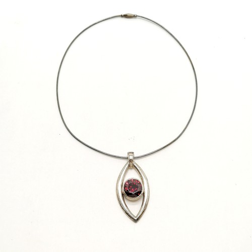 314 - Catherine Best large silver pendant set with a red stone on a silver Tonda pendant chain in the orig... 