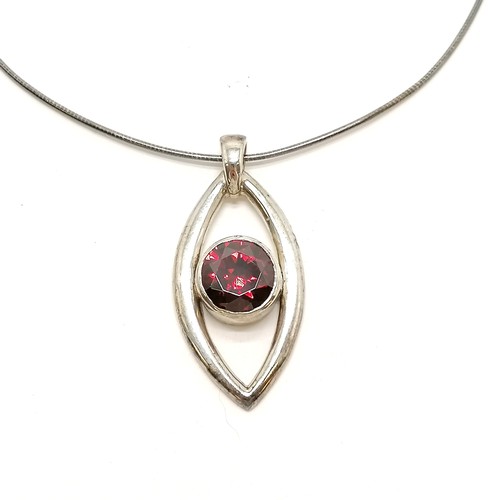 314 - Catherine Best large silver pendant set with a red stone on a silver Tonda pendant chain in the orig... 