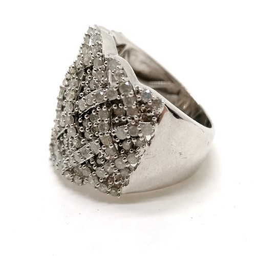 315 - Silver multi diamond set ring - size O & 8.1g total weight