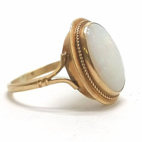 352 - 9ct hallmarked gold opal cabochon ring - size M½ & 2.3g total weight