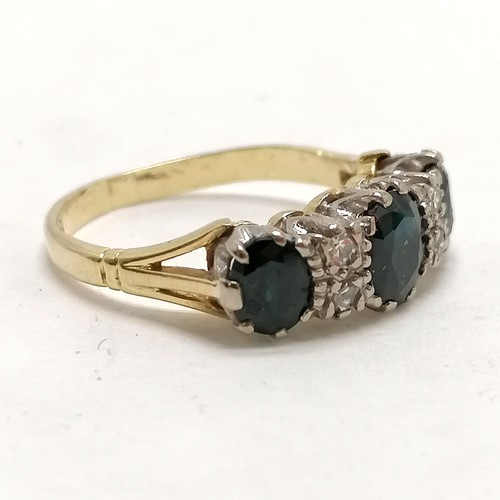 353 - 18ct marked gold sapphire & diamond ring - size M½ & 4.2g total weight ~ the shank is fractured