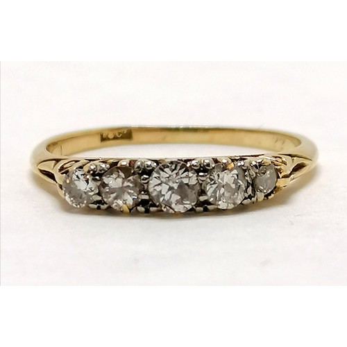 360 - Antique 18ct marked gold 5 stone diamond ring - size O & 2.1g total weight