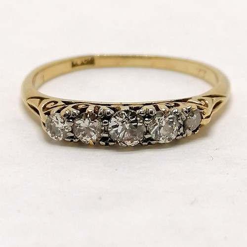 360 - Antique 18ct marked gold 5 stone diamond ring - size O & 2.1g total weight