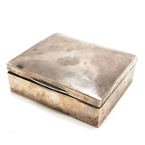 379 - Antique silver ring / jewellery box with green fitted interior & loaded base - 9cm x 7.5cm x 2.5cm &... 