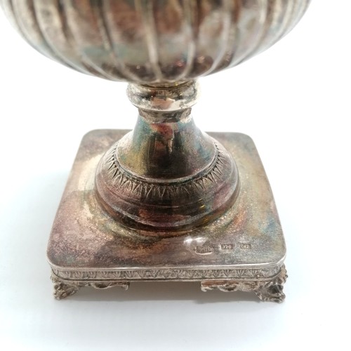 383 - Antique silver continental classical urn shaped table centre / vase with cast pheasant detail to top... 