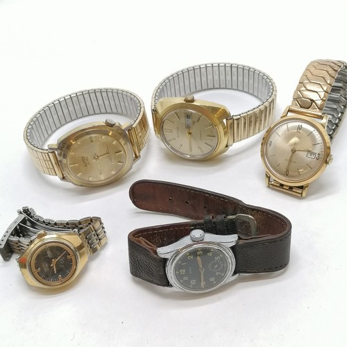 411 - Military type Beha gents wristwatch (28mm case), gold plated Alpha (running), Seiko ladies automatic... 