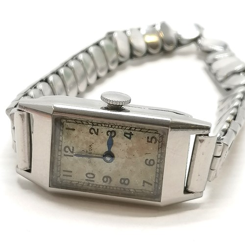 414 - Omega vintage ladies manual wind wristwatch (running) in a staybright case - bracelet slight a/f - W... 