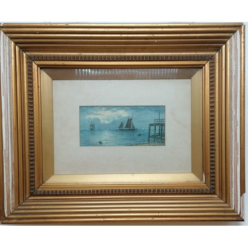 645 - Original framed watercolour of sailing boats by George Vemply Burwood (1844–1917) - 47cm x 37.5cm - ... 