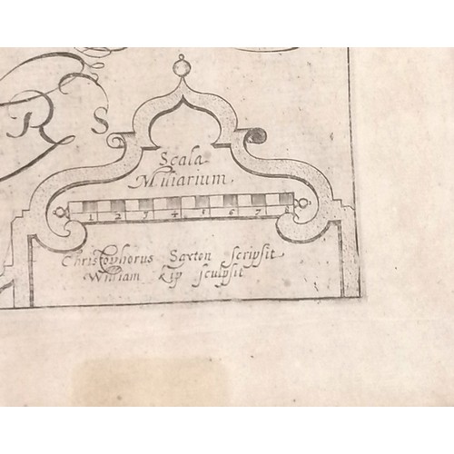 648 - Framed 17th century (1607) map of Westmorlandiæ by William Kip (d.1618) which was in the latin 'Brit... 