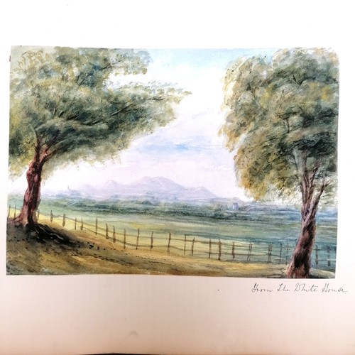 653 - Album containing 40+ mounted watercolour paintings of topographical views dated early 20th century (... 