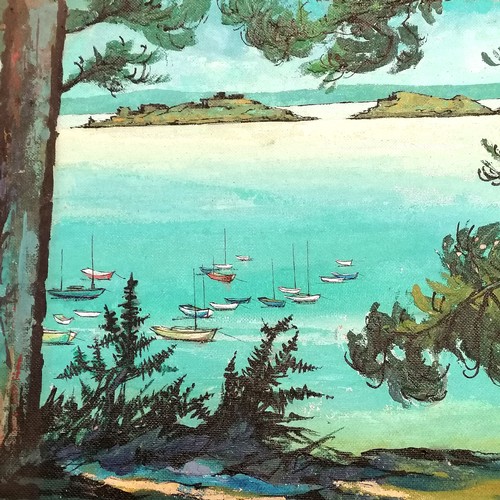 658 - framed oil painting on board signed Appleby - to the reverse 'Plage De Port Pican' -124cm x 63cm