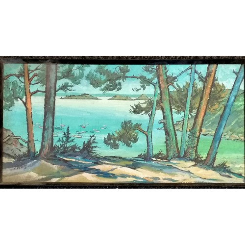 658 - framed oil painting on board signed Appleby - to the reverse 'Plage De Port Pican' -124cm x 63cm