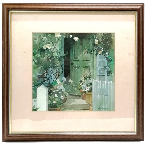 661 - Framed watercolour painting of 'Cottage door and roses' by Perri Duncan - 47cm x 48cm