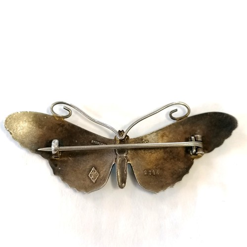 275 - John Atkinson & Sons enamel butterfly brooch (6.8cm & enamel loss to base of wings) t/w 7 x silver b... 