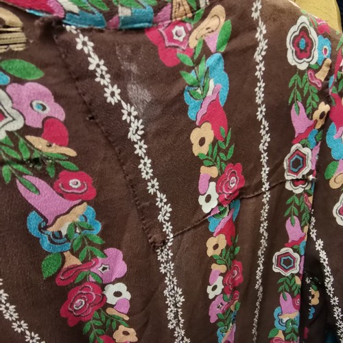 54 - 4 1940s dresses. Floral crepe dress with some damage, chest 79cm. Floral wrap over dress, crepe and ... 