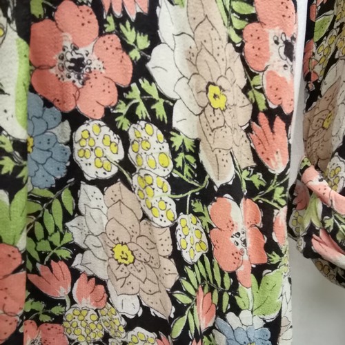 54 - 4 1940s dresses. Floral crepe dress with some damage, chest 79cm. Floral wrap over dress, crepe and ... 