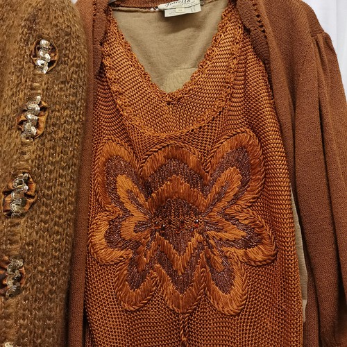 71 - 3 1980s items of clothing. Knitted cardigan with lurex thread in good condition, 80cm chest approx. ... 