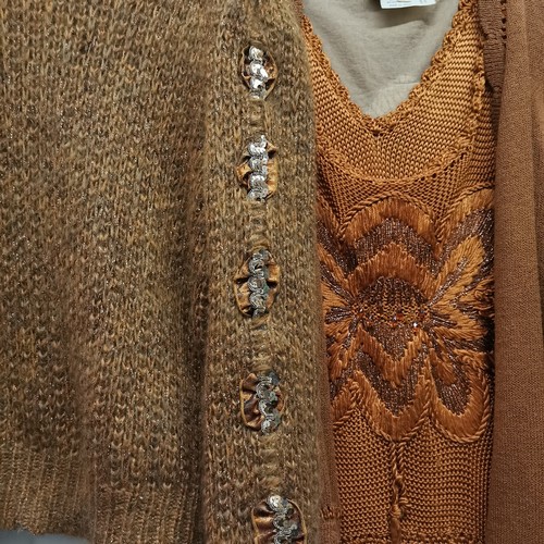 71 - 3 1980s items of clothing. Knitted cardigan with lurex thread in good condition, 80cm chest approx. ... 