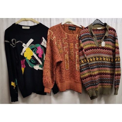 78 - 3 1980s jumpers- 3 different 1980s designs in good condition, size medium approx.
