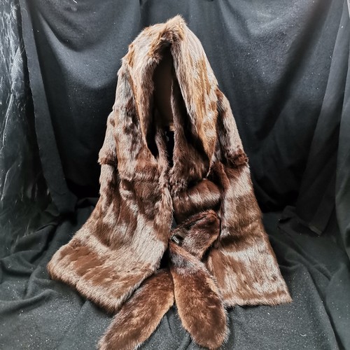 102 - Brown squirrel stole with mink collar in good condition.