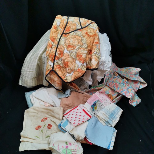104 - Box of various aprons, hankies ect.