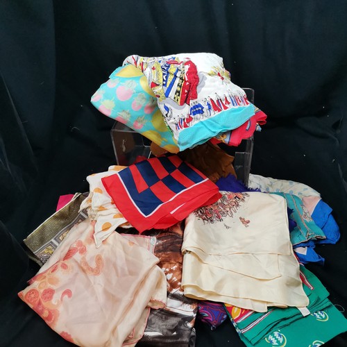 109 - 2 boxes of assorted scarves, some silk and all vintage.