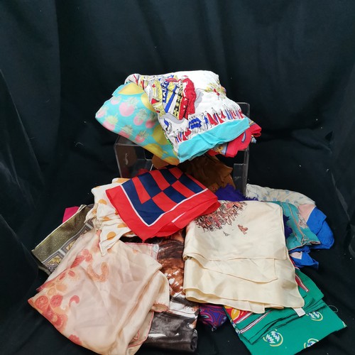 109 - 2 boxes of assorted scarves, some silk and all vintage.