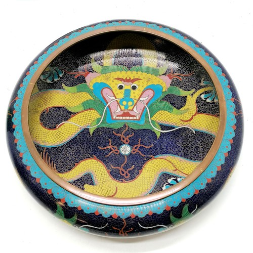 10 - Chinese cloisonne large bowl 30cm diameter x 77.5cm high with 5 claw dragon detail, no obvious damag... 