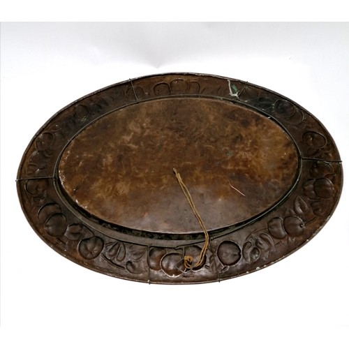 20 - 2 x Newlyn copper wall chargers - largest oval 68cm x 50cm is unmarked - the circular charger (48cm)... 