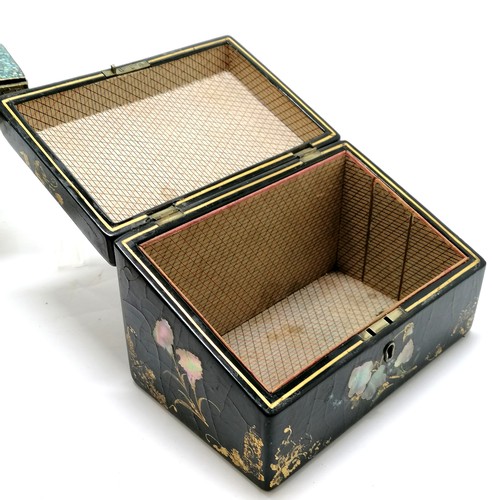 21 - 3 x boxes - antique papier mache small stationery box 18cm x 11cm x 12cm high (slight losses + wear ... 