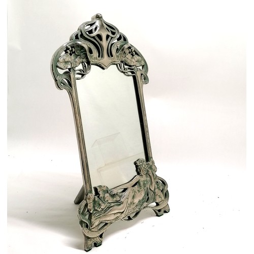 26 - Silvered Art Nouveau style easel stand mirror - 50cm high x 30cm wide