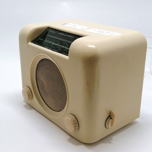 27 - c.1950 cream bakelite Bush radio D.A.C.90A - 30cm x 18cm x 23cm high. Has original plug