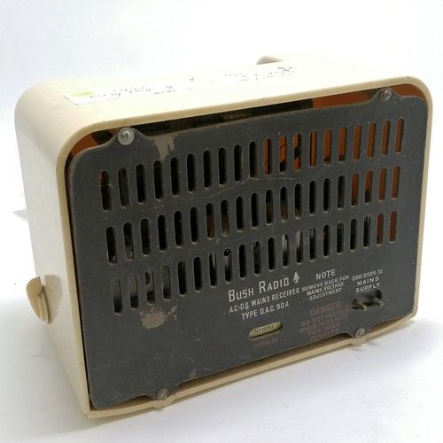 27 - c.1950 cream bakelite Bush radio D.A.C.90A - 30cm x 18cm x 23cm high. Has original plug