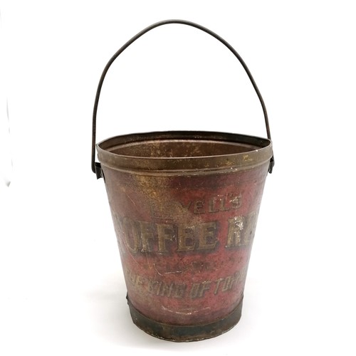 34 - Large Lovells toffee rex tin : the king of toffees advertising tin bucket - 25cm high and has some l... 