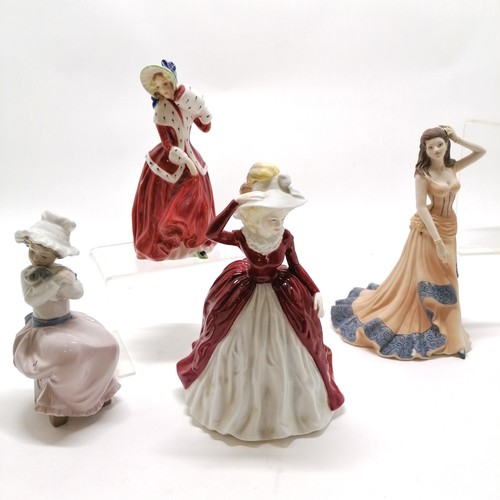 40 - 4 x ceramic figures - Royal Doulton Christmas Morn #HN1992 (no obvious damage), Coalport Margaret (h... 