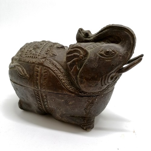 45 - Asian bronze elephant box (12cm high x 17cm long) t/w hand carved figure of a dancer - some small ch... 