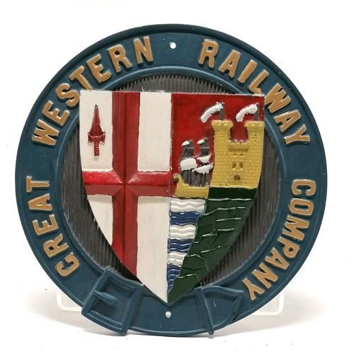 51 - Cast aluminium Great Western Railway co garter crest plaque cast in Swindon foundry 1979 - 28.5cm di... 