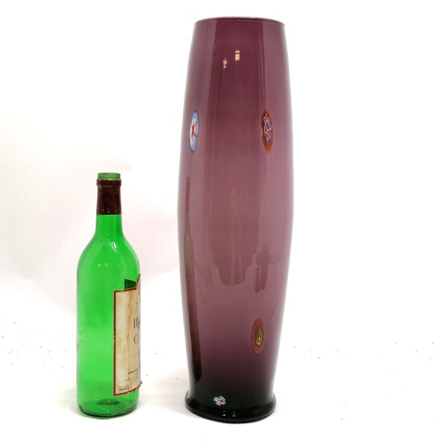 90 - Tall art glass purple grounded vase with cane detail - Murano? - 46cm high & no obvious damage