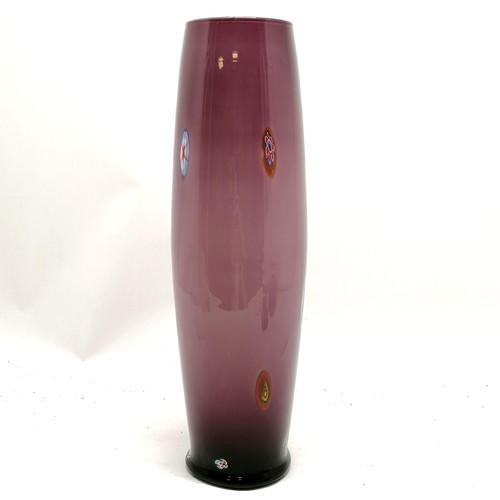 90 - Tall art glass purple grounded vase with cane detail - Murano? - 46cm high & no obvious damage