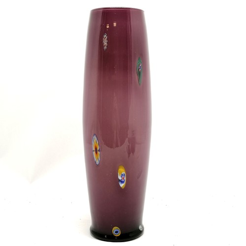 90 - Tall art glass purple grounded vase with cane detail - Murano? - 46cm high & no obvious damage