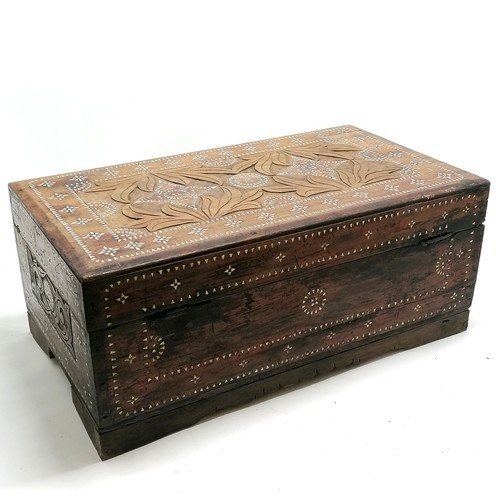 92 - Antique bone inlaid Syrian box on later plinth - 57cm x 32cm x 24cm