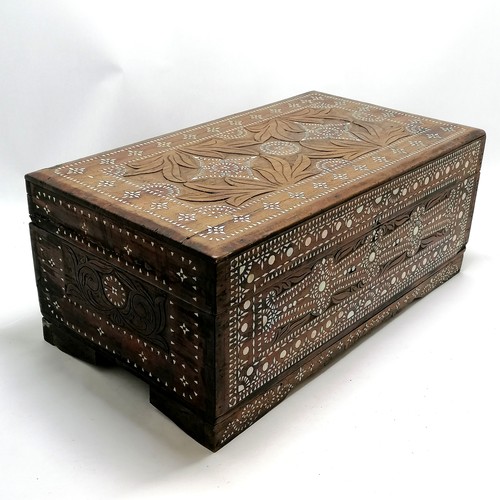 92 - Antique bone inlaid Syrian box on later plinth - 57cm x 32cm x 24cm