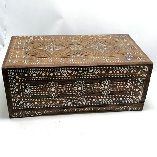 92 - Antique bone inlaid Syrian box on later plinth - 57cm x 32cm x 24cm