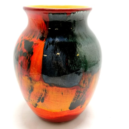 99 - Poole abstract colourful vase - 25cm high & has original dolphin 'label' ~ no obvious damage