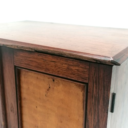 106 - Antique mahogany collectors cabinet with 4 maple fronted drawers and maple door panels. 28cm high x ... 