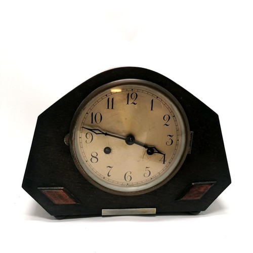 110 - Smiths oak mantle clock T/W 2 others, including pendulums and keys