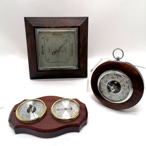 112 - 3 wall mounted barometers T/w a Masons Royal Mandalay clock 21cm high